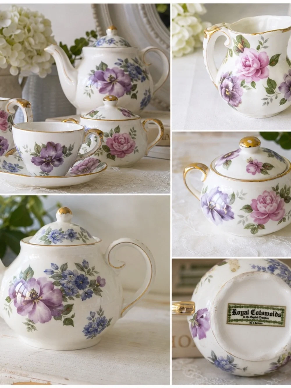 Royal Cotswolds Floral Tea Trio – Vintage English‑Style Porcelain